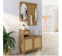 IDMarket - Vestiaire d'entrée avec Miroir HANAE Effet Naturel cannage