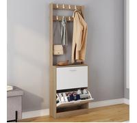 IDMARKET Vestiaire d'entrée KLARK meuble chaussures 2 portes effet bois et blanc