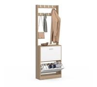 IDMarket - Vestiaire d'entrée KLARK Meuble Chaussures 2 Portes | En effet bois et blanc