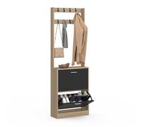 IDMarket - Vestiaire d'entrée KLARK Meuble Chaussures 2 Portes | En effet bois et noir