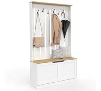 IDMARKET Vestiaire d'entrée LEON meuble chaussures porte-manteau 6 crochets avec banc pour l'entrée, le salon, la chambre