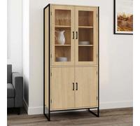 Idmarket Vitrine Buffet Haut H. 176 Cm Detroit 4 Portes Design Industriel Multicolore
