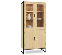 IDMarket Vitrine buffet haut Detroit H. 176 cm 4 portes Design industriel Multicolore