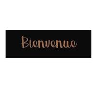 IDMAT Tapis coco naturel spéciale marche - 25 x 75 cm - Epaisseur 15 mm - Bienvenue noir