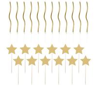IDNVFY 12 Bougies Dorées Et 12 Plugins Étoiles Dorés, Bougies De Gâteau d'anniversaire, Ornements De Décoration De Gâteau, Accessoires pour Décoration De Gâteau.