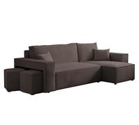 IDOHOME Canapé d'angle Convertible avec Coffre et 2 poufs - 262x145x83 cm - Canapé lit - Canapé d’Angle Convertible 200x125 cm