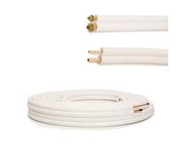 Idoneo Linea Liaison frigorifique 1/4 3/8 | Tuyau de Cuivre Tube en Cuivre pour Climatiseur| Tuyau clim 1/4 3/8 | Tube climatisation split| 9000/12000 BTU| 1-25m(Sans Écrous, 5m)