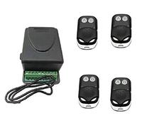 Idorstore Kit récepteur 2 canaux 5 A + 4 télécommandes 433 MHz pour Portail Volets Lumières