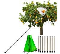 Idota Cueille Fruit Telescopique 4M Ramasse Pomme avec Perche Télescopique INOX et Sac Diamètre 16 cm Cueille Fruit pour Cerises Pommes Poires