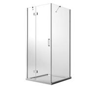 Idralite Cabine de douche Flip - 90x90 H190 - Verre transparent Easyclean - Porte + fixe angulaire