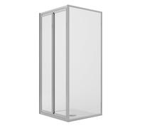 Idralite Cabine de Douche Angulaire 80x100CM H185 Verre Transparent Fixe+Saloon 2 Portes Pivotantes 100 Mod. Clint