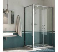 Idralite - Cabine de douche Sintesi Duo - 80x80 H185 en verre transparent 2 portes pivotantes