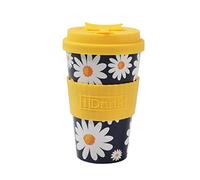 IDRINK®- Tasse à café en RPET avec ouverture et bouchon en silicone, facile à transporter Tasse à emporter de 435 ml en plastique recyclé 8,7 x 8,7 x 15 cm 435 ml (Daisy)