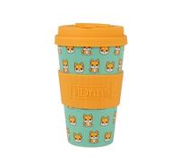 IDRINK®- Tasse à café en RPET avec ouverture et bouchon en silicone, facile à transporter Tasse à emporter de 435 ml en plastique recyclé 8,7 x 8,7 x 15 cm 435 ml (Shiba)
