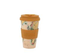 IDRINK®- Tasse à café en RPET avec ouverture et bouchon en silicone, facile à transporter Tasse à emporter de 435 ml en plastique recyclé 8,7 x 8,7 x 15 cm 435 ml (Old Map)