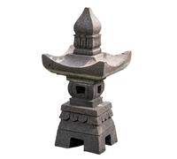 IDYL Sculpture en pierre de lave Pagoda Hauteur : 55 cm Fabriquée à la main Sculpture de jardin élégante en pierre naturelle Décoration de jardin asiatique Convient pour bougie chauffeplat