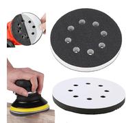 IEBTAWN 1 Pièce Tampon Interface 125mm à 8 Trous en Mousse de Polissage Noir, Tampon de Ponçage Souple Autoadhésif, Coussin de Protection pour Machine Mirka Festool Makita Bosch Dewalt