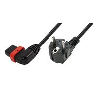 IEC-LOCK Cordon d alimentation CEE7 / C13 coudé à verrouillage noir - 2,0 m
