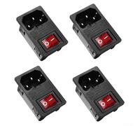Iec320 C14 Module d'entrée d'alimentation 3 broches, 10 A 250 VAC avec fusible pour équipement de fitness et d'automatisation, 4 pièces, noir
