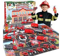 IEEILULU Calendrier de l'Avent Voiture 2026 Enfant, 34 Pièces | Jouet Camion Pompier Métal, Calendrier de Noël Compte à Rebours avec Voitures et Jouets Pompiers, Idée Cadeau 3 4 5 6 Ans