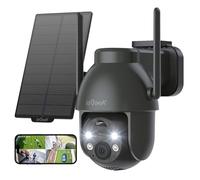 ieGeek 2K 360° PTZ Caméra Wi-Fi extérieure Batterie avec panneau solaire | Caméra sans fil avec détection de mouvement PIR, sirène, vision nocturne à couleurs, audio bidirectionnel, SD/Cloud, IP65