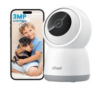 ieGeek 2K(3MP) Caméra de Surveillance WiFi Intérieure 5Ghz /2.4G, 360° Caméra Interieur Enregistrement 24/7, Vision Nocturne 15M, AI Détection Humaine, Suivi Auto, Compatible avec Alexa SC1