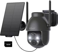 ieGeek 2K 3MP HD caméra de surveillance extérieure solaire 360° PTZ batterie IP caméra, caméra WLAN avec détecteur de mouvement PIR, vision nocturne couleur, audio 2 voies, 32GB
