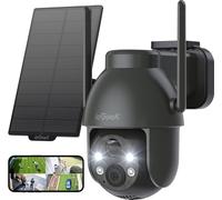 ieGeek 2K 3MP HD caméra de surveillance extérieure solaire 360 ° PTZ batterie IP caméra, caméra WLAN avec détecteur de mouvement PIR, vision nocturne couleur, audio 2 voies