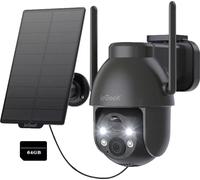ieGeek 2K 3MP HD caméra de surveillance extérieure solaire 360° PTZ batterie IP caméra, caméra WLAN avec détecteur de mouvement PIR, vision nocturne couleur, audio 2 voies, 64GB