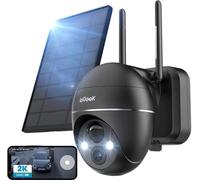 ieGeek 2K Camera Surveillance WiFi Exterieure sans Fil, Camera Solaire avec Batterie, Pan 355°/Tilt 120°, Détection Humaine PIR, Alarme Auditive, Vision Nocturne Couleur, Audio Bidirectionnel