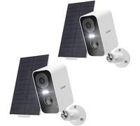 ieGeek 2K Camera Surveillance WiFi Exterieure sans Fil Solaire (Blanc-2pcs) | AI & PIR Détection Mouvement, Caméra Batterie, Vision Nocturne Couleur, Audio Bidirectionnel, Étanche IP65, Alexa,ZS-GX3S