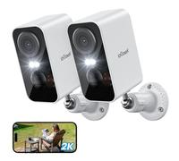 ieGeek 2K Caméra Surveillance WiFi Exterieure sans Fil ZS-GX3S 2pcs | Vision Nocturne Couleur, AI & PIR Détection Mouvement, Extérieure, Audio Bidirectionnel, Étanche IP65,Blanc