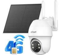 ieGeek 2K HD 4G LTE caméra de surveillance extérieur batterie avec carte SIM, 360 ° PTZ caméra solaire sans fil en plein air sans WLAN, la vision de nuit en couleur