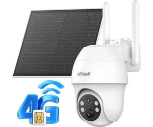 ieGeek 2K HD 4G LTE caméra de surveillance extérieur batterie avec carte SIM, 360 ° PTZ caméra solaire sans fil en plein air sans WLAN, la vision de nuit en couleur