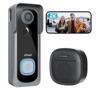 ieGeek 2K Sonnette sans Fil Exterieur Etanche, Sonnette Vidéo avec Caméra Compatible Alexa, Install Facile, Détection IA, IP66 Étanche,Vision Nocturne, Stockage Cloud, WiFi 2,4 GHz Uniquement (Gris)
