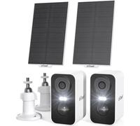 Iegeek 2K (type C) caméra de surveillance extérieure sans fil panneaux solaires, 5200 mAh batterie WLAN, détection de mouvement PIR, audio 2 voies, caméra Alexa, Noir