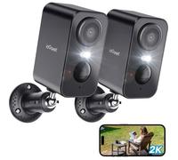 ieGeek 2pcs caméra de surveillance Wi-Fi Extérieure/Intérieur sans fil 2K vision nocturne à couleurs détection de mouvement PIR