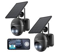 ieGeek 2PCS Caméra Surveillance 2K WiFi Extérieure sans Fil Solaire Caméra IP Batterie Vision Nocturne Couleur PIR Détection Sirène
