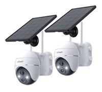 ieGeek 2PCS Caméra Surveillance 2K WiFi Extérieure sans Fil Solaire Caméra IP Batterie Vision Nocturne Couleur PIR Détection Sirène