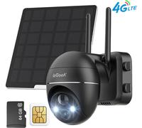 ieGeek 3G/4G LTE caméra de surveillance extérieure avec carte SIM 3MP PTZ caméra IP solaire avec panneau solaire, PIR détecteur de mouvement,couleur vision de nuit,audio 2 voies