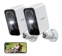 ieG améra de surveillance extérieure 2K - Batterie : caméra de surveillance Wi-Fi sans fil extérieur/intérieur avec vision nocturne colorée - Détection de mouvement PIR - Longue durée de veille