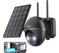 IEG améra de surveillance extérieure 5MP, batterie, PTZ WLAN panneau solaire, capteur de mouvement PIR, 30 m de vision nocturne en couleur, audio bidirectionnel, WLAN 2,4 GHz,