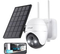 IEG améra de surveillance extérieure 5MP, batterie, PTZ WLAN panneau solaire, capteur de mouvement PIR, 30 m de vision nocturne en couleur, audio bidirectionnel, WLAN 2,4 GHz,