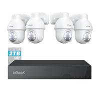 ieG améra de Surveillance extérieure PTZ PoE 4K avec détection de Personnes/véhicule/Animal, Disque Dur 8 CH 2 to HDD NVR (Maximum 10 to), Vision Nocturne en Couleur, Enregistrement 24/7, Disque
