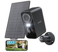 ieG améra de surveillance extérieure solaire 5 MP : caméra avec | Installation facile, caméra extérieure Wi-Fi sans fil 5200 mAh avec vision nocturne colorée, détection de mouvement PIR, IP65
