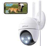ieG améra Wi-Fi extérieure 5 MP 360° PTZ, WiFi 2,4/5 GHz | Alexa ZS-QG4 Caméra de surveillance avec vision nocturne couleur 15 m, détection humaine PIR et alarme sonore et lumineuse