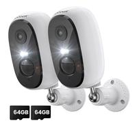 ieGeek Lot de 2 caméras Wi-FI d'extérieur sans Fil à Piles, caméra de Surveillance intérieure WiFi avec détection Humaine PIR, sirène, Vision Nocturne 3 MP à Couleurs, Audio à 2 Voies, SD/Cloud, IP65