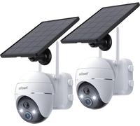 ieGeek Solar caméra de surveillance extérieure batterie WLAN avec panneau solaire Outdoor 3MP UHD vision nocturne couleur, suivi automatique, audio 2 voies ( 2 pcs)