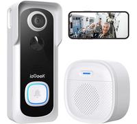 ieGeek sonnette vidéo sans fil avec carillon 2K HD sonnette caméra, sonnette de porte de sécurité pour maison intelligente Message vocal et changeur