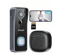 ieGeek : sonnette vidéo Wi-Fi 5 MP avec caméra, sonnette sans fil HD 2,5K avec caméra, compatible Alexa, vision nocturne, détection de mouvement PIR, audio bidirectionnel et carte 64 Go